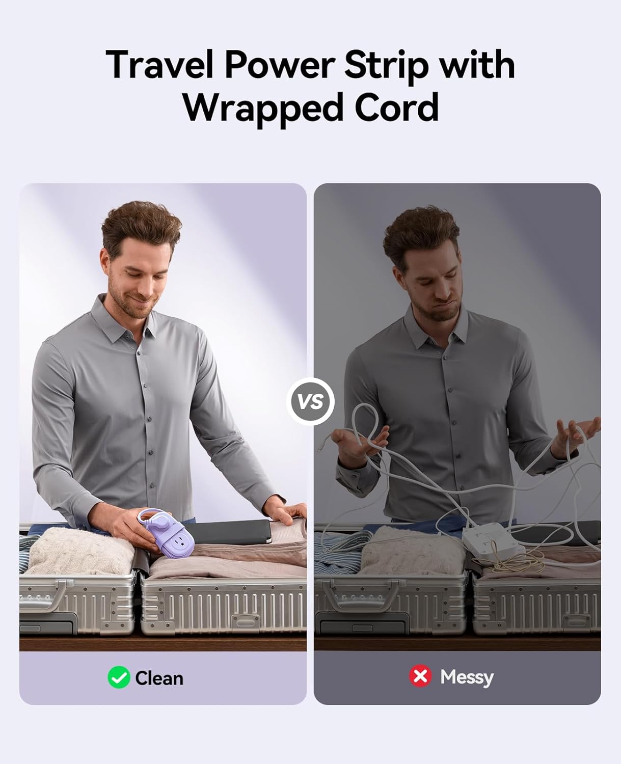 Purple Travel Power Strip