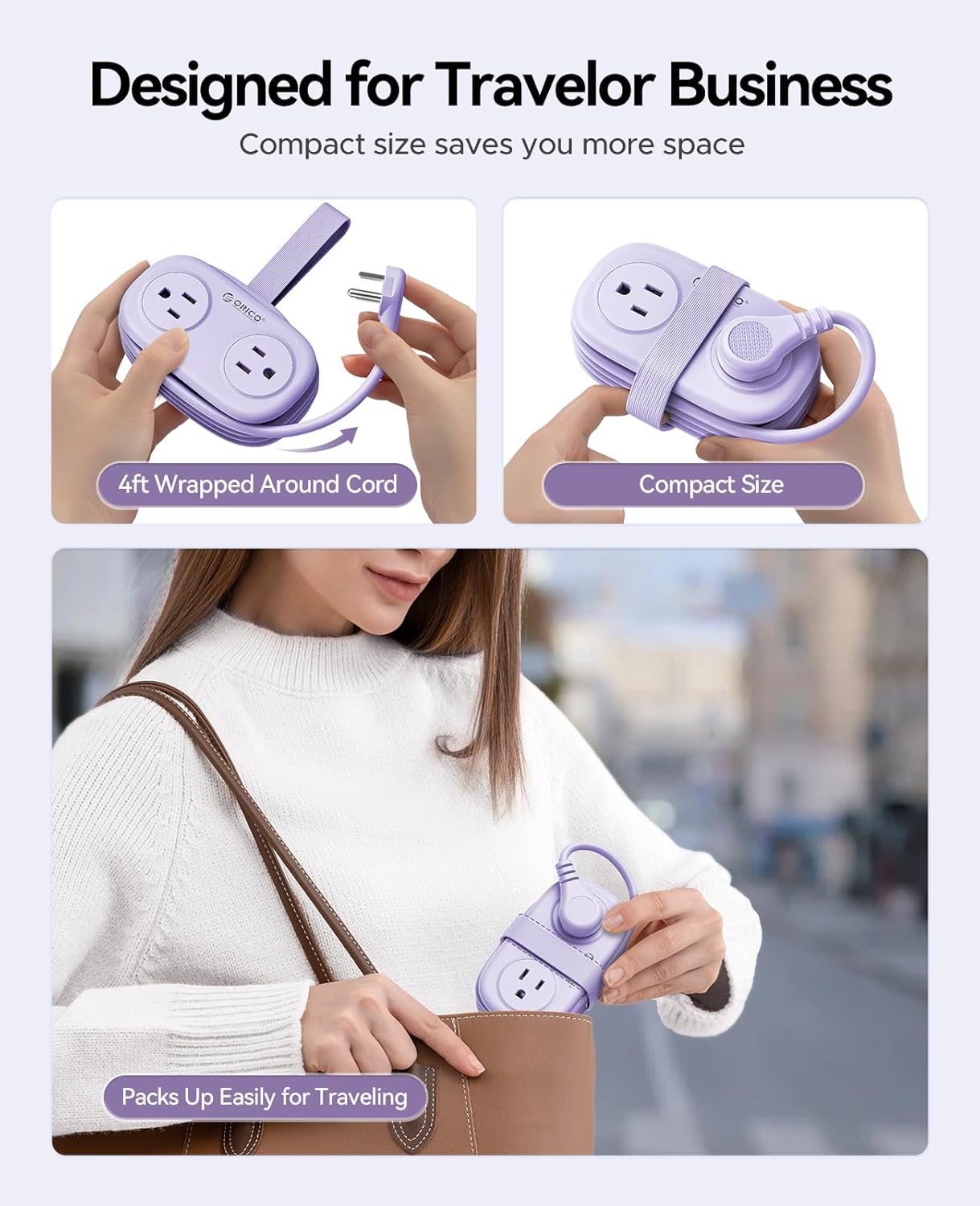 Purple Travel Power Strip